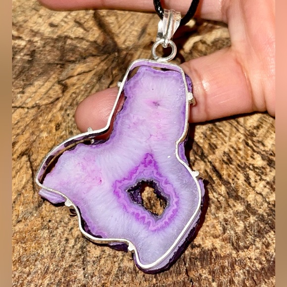 Drusy Solar Agate Pendant 2 1/2” - Picture 4 of 10